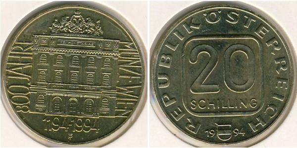 20 Шилінг Австрійська Республіка (1955 - ) Алюміній 