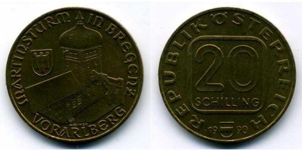 20 Шилінг Австрійська Республіка (1955 - ) Нікель/Мідь/Алюміній 
