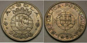 20 Эскудо Португалия / Portuguese Angola (1575-1975) Серебро 