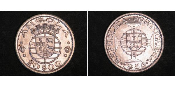 20 Эскудо Португалия / Portuguese Angola (1575-1975) Серебро 