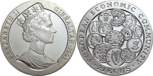 21 Экю Гибралтар Серебро Елизавета II (1926-2022)