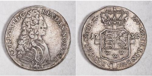 24 Skilling Danemark Argent Christian VI de Danemark (1699 - 1746)