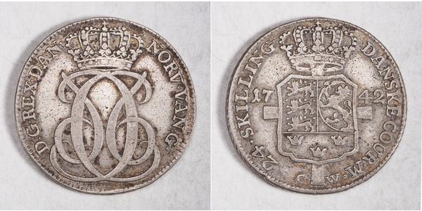 24 Skilling Denmark Silver Christian VI of Denmark (1699 - 1746)