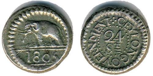24 Stiver Sri Lanka/Ceylon 銀 