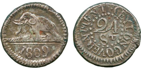 24 Stiver Sri Lanka/Ceylon 銀 