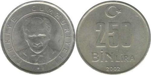 250000 Lira Turquía (1923 - ) Níquel/Cobre 