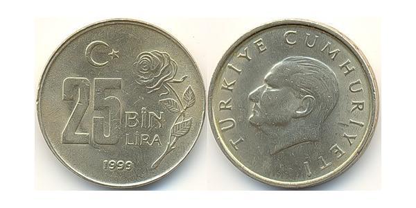 25000 Lira 土耳其 黃銅/镍 