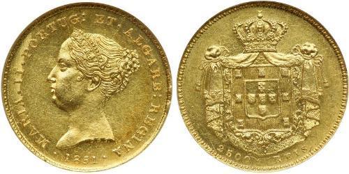 2500 Reis 葡萄牙王國 (1139 - 1910) 金 Maria II of Portugal (1819-1853)