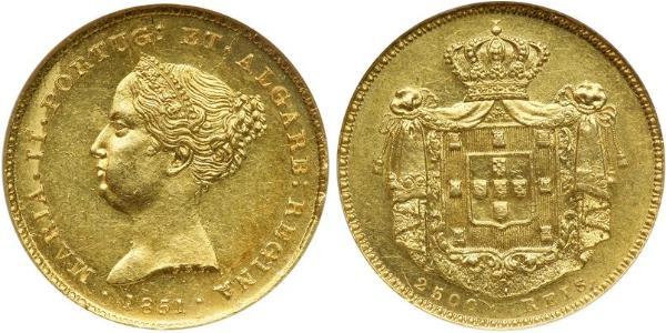 2500 Reis 葡萄牙王國 (1139 - 1910) 金 Maria II of Portugal (1819-1853)