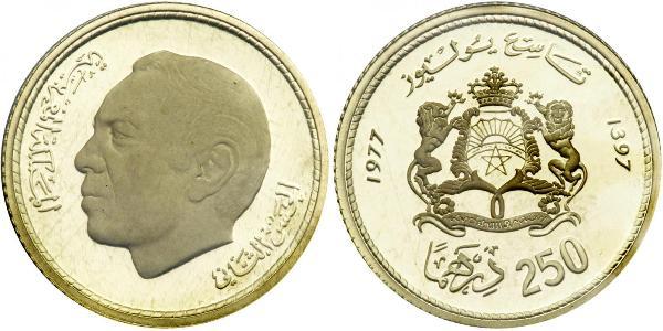 250 Dirham Marruecos Oro Hasán II de Marruecos (1929 - 1999)