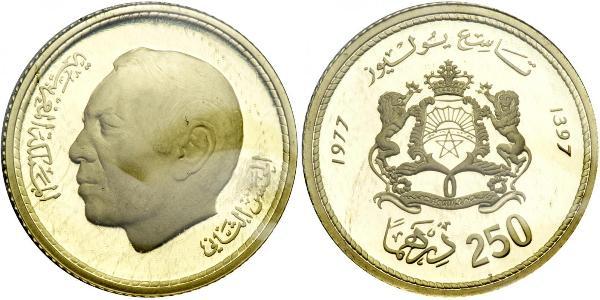 250 Dirham 摩洛哥 金 哈桑二世 (摩洛哥) (1929 - 1999)