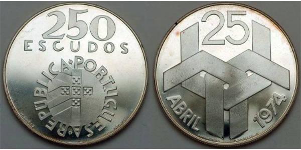 250 Escudo Republica Portuguesa (1975 - ) Silber 