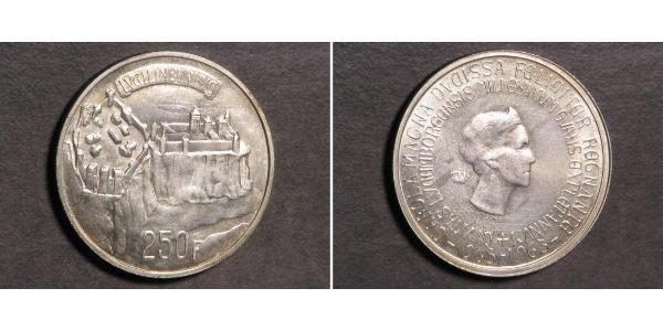 250 Franc Luxemburgo Plata 