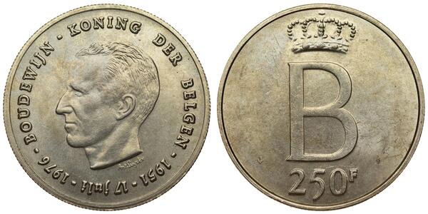 250 Франк Бельгия Серебро Леопольд III (король Бельгии)