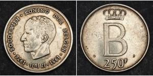 250 Франк Бельгія Срібло Леопольд III (король Бельгії)