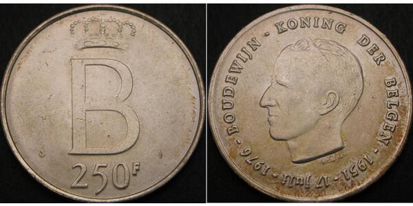 250 Франк Бельгія Срібло Леопольд III (король Бельгії)