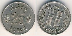 25 Aurar Islande Cuivre/Nickel 