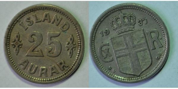 25 Aurar Islande Cuivre/Nickel 