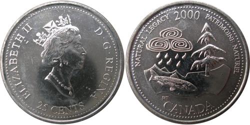 25 Cent Canadá Acero Isabel II (1926-2022)