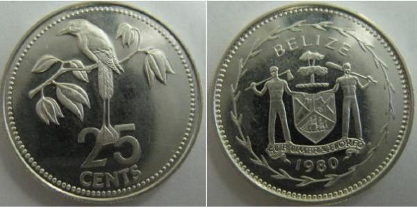 25 Cent Belize (1981 - ) Argent 