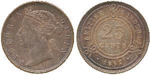 25 Cent British Honduras (1862-1981) Argent Victoria (1819 - 1901)