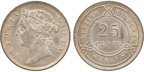 25 Cent British Honduras (1862-1981) Argent Victoria (1819 - 1901)