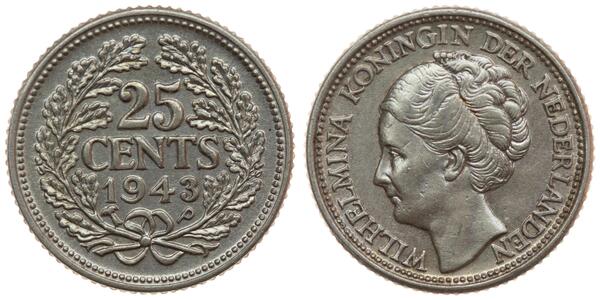 25 Cent Royaume des Pays-Bas (1815 - ) Argent Wilhelmine (reine des Pays-Bas)(1880 - 1962)