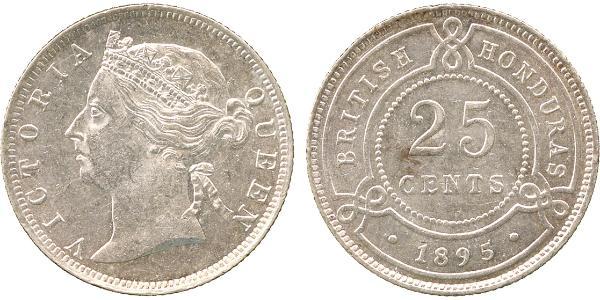 25 Cent British Honduras (1862-1981) Argento Vittoria (1819 - 1901)