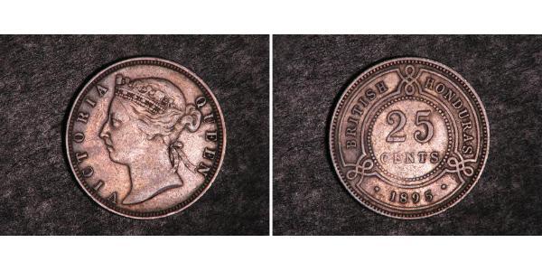 25 Cent British Honduras (1862-1981) Argento Vittoria (1819 - 1901)