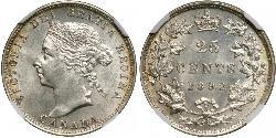 25 Cent Canada Argento Vittoria (1819 - 1901)