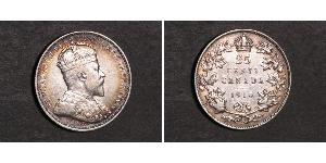 25 Cent Canada Argento Edoardo VII (1841-1910)
