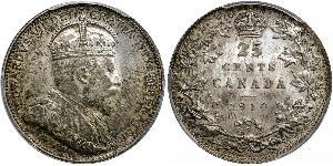 25 Cent Canada Argento Edoardo VII (1841-1910)