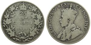 25 Cent Canada Argento Giorgio V (1865-1936)