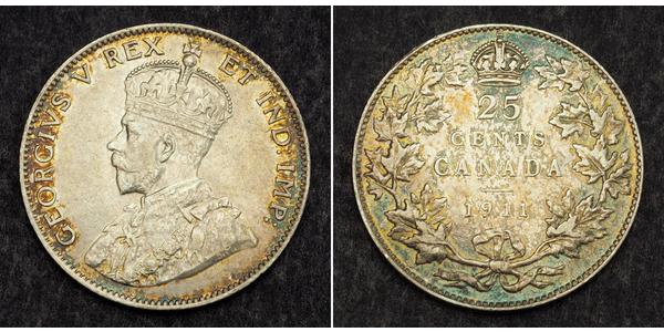 25 Cent Canada Argento Giorgio V (1865-1936)