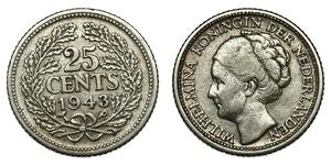 25 Cent Regno dei Paesi Bassi (1815 - ) Argento Guglielmina dei Paesi Bassi(1880 - 1962)