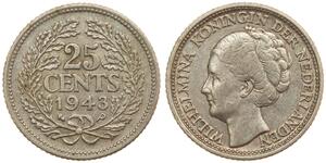 25 Cent Regno dei Paesi Bassi (1815 - ) Argento Guglielmina dei Paesi Bassi(1880 - 1962)