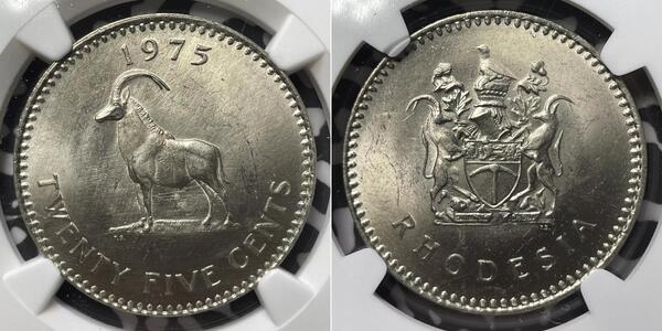 25 Cent Rhodesia (1965 - 1979) Copper/Nickel 