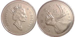 25 Cent Canada Nichel Elisabetta II (1926-2022)