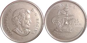 25 Cent Canada Nichel Elisabetta II (1926-2022)