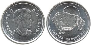 25 Cent Canada Nichel Elisabetta II (1926-2022)