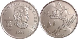 25 Cent Canadá Níquel Isabel II (1926-2022)