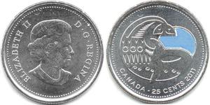 25 Cent Canadá Níquel Isabel II (1926-2022)