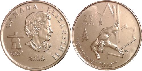 25 Cent Canadá Níquel Isabel II (1926-2022)