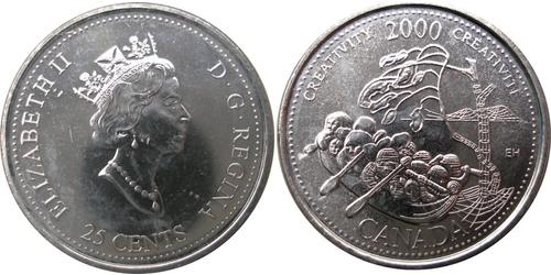25 Cent Canadá Níquel Isabel II (1926-2022)