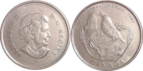 25 Cent Canadá Níquel Isabel II (1926-2022)