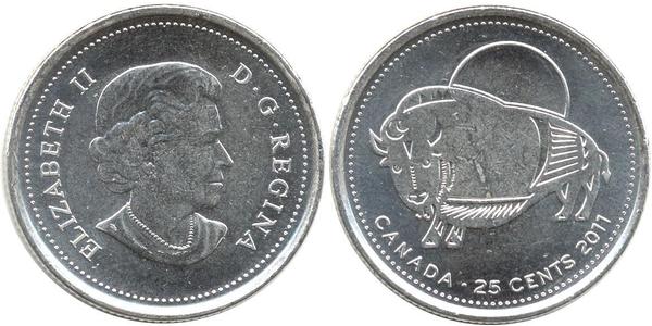 25 Cent Canadá Níquel Isabel II (1926-2022)