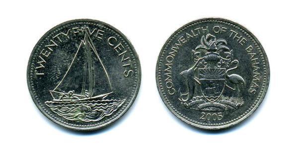 25 Cent Bahamas Níquel/Cobre 
