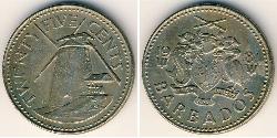 25 Cent Barbados Níquel/Cobre 