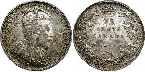 25 Cent Canadá Plata Eduardo VII (1841-1910)