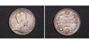 25 Cent Canadá Plata Eduardo VII (1841-1910)